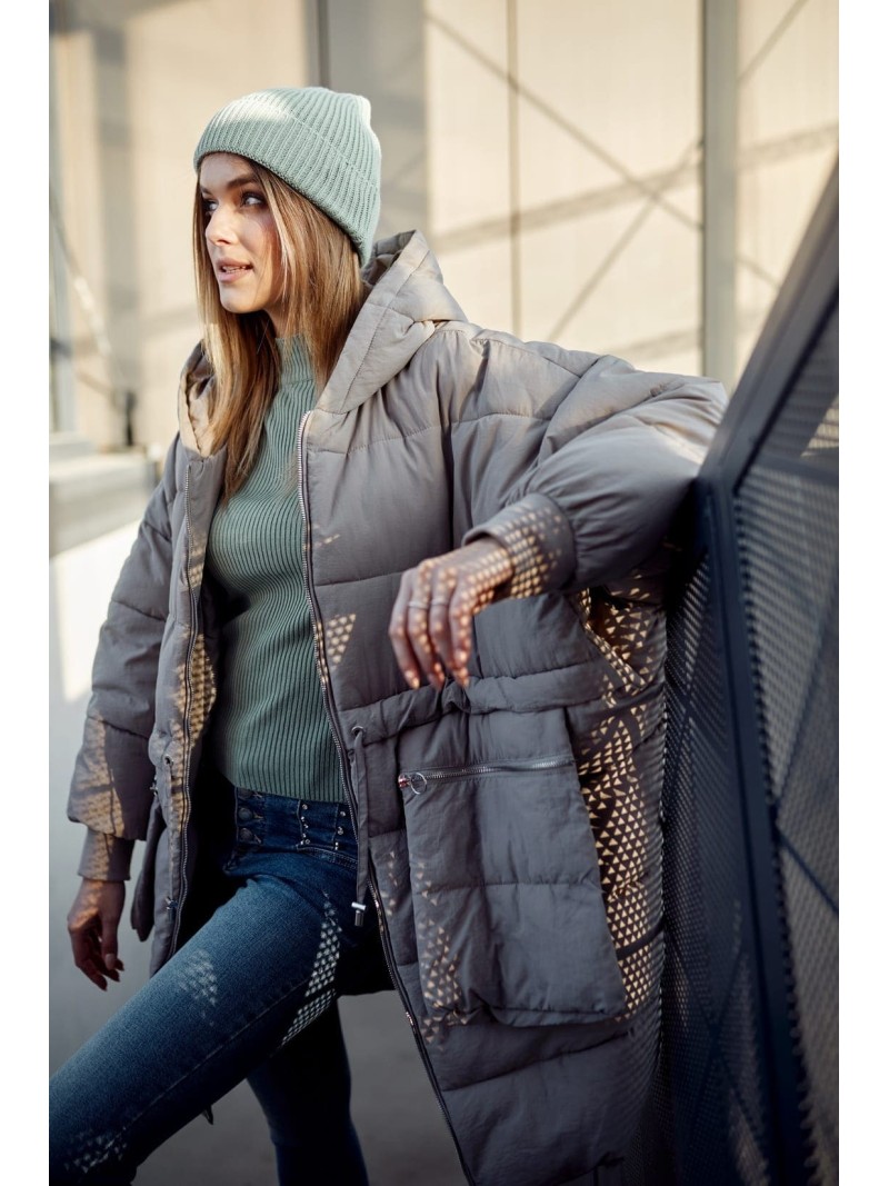 Geaca oversize calduroasa cu gluga, bej 1537 - Magazin online - Boutique